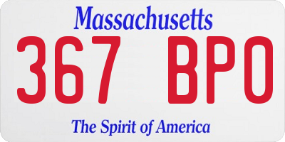 MA license plate 367BP0