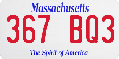 MA license plate 367BQ3
