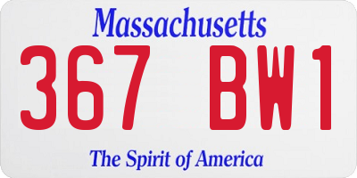 MA license plate 367BW1
