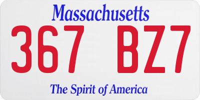MA license plate 367BZ7