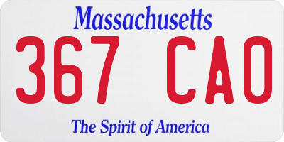 MA license plate 367CA0