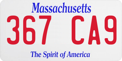 MA license plate 367CA9