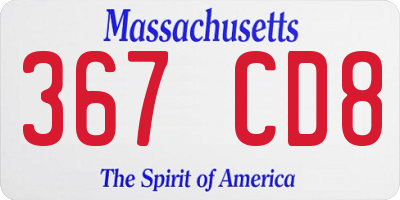 MA license plate 367CD8