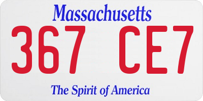 MA license plate 367CE7