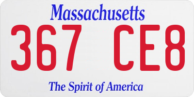 MA license plate 367CE8