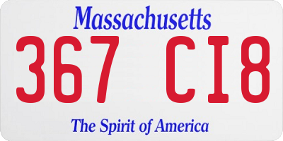 MA license plate 367CI8