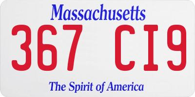MA license plate 367CI9