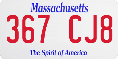 MA license plate 367CJ8