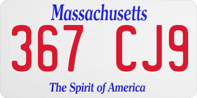 MA license plate 367CJ9