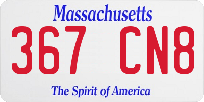 MA license plate 367CN8