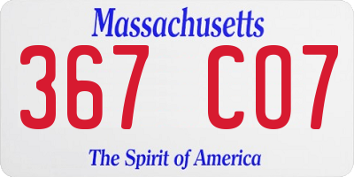 MA license plate 367CO7