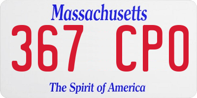 MA license plate 367CP0