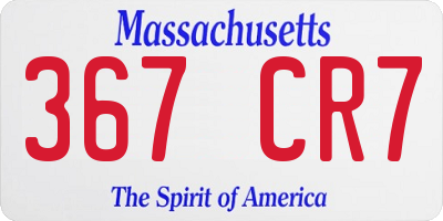 MA license plate 367CR7