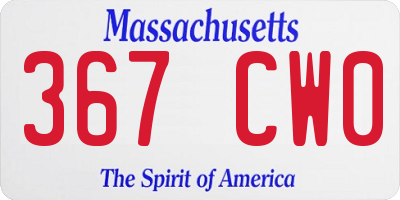 MA license plate 367CW0