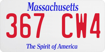 MA license plate 367CW4
