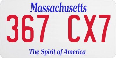 MA license plate 367CX7