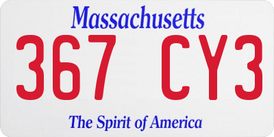 MA license plate 367CY3