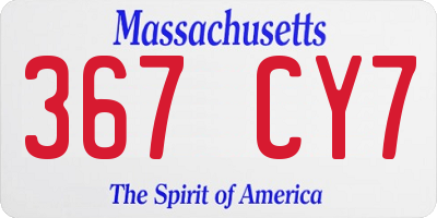MA license plate 367CY7
