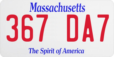 MA license plate 367DA7