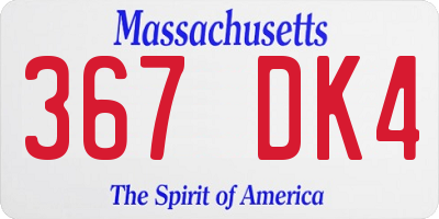 MA license plate 367DK4