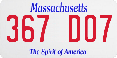 MA license plate 367DO7