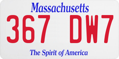 MA license plate 367DW7