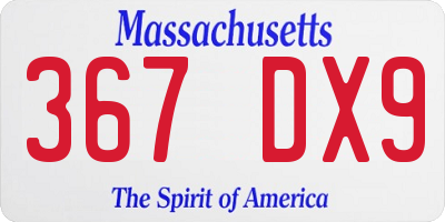 MA license plate 367DX9