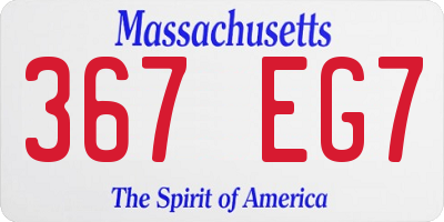 MA license plate 367EG7