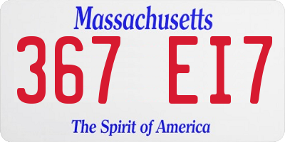 MA license plate 367EI7