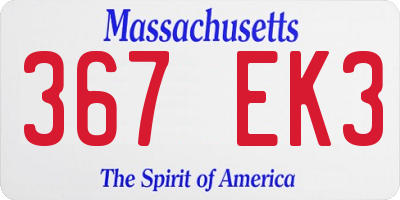 MA license plate 367EK3