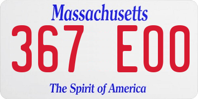 MA license plate 367EO0