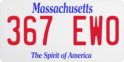 MA license plate 367EW0