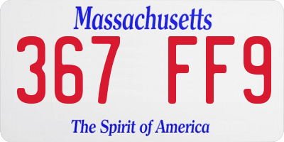 MA license plate 367FF9