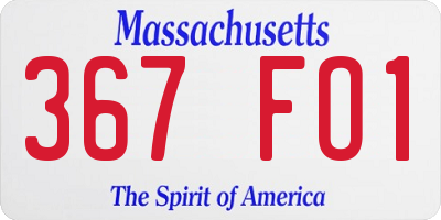 MA license plate 367FO1