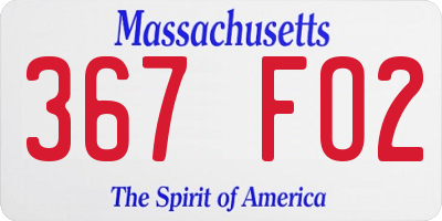 MA license plate 367FO2
