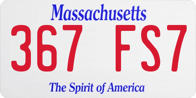 MA license plate 367FS7