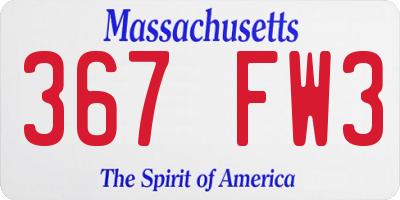 MA license plate 367FW3