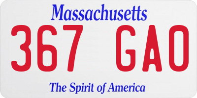 MA license plate 367GA0