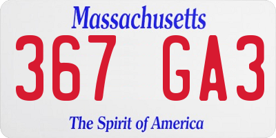 MA license plate 367GA3