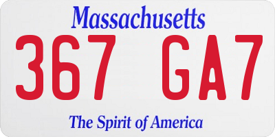MA license plate 367GA7
