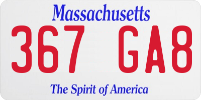 MA license plate 367GA8