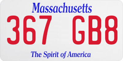 MA license plate 367GB8