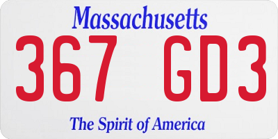 MA license plate 367GD3