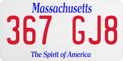 MA license plate 367GJ8