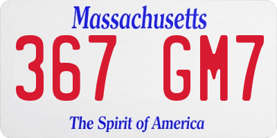 MA license plate 367GM7
