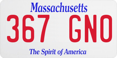 MA license plate 367GN0