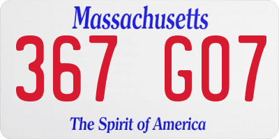 MA license plate 367GO7