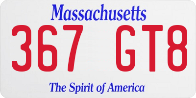 MA license plate 367GT8