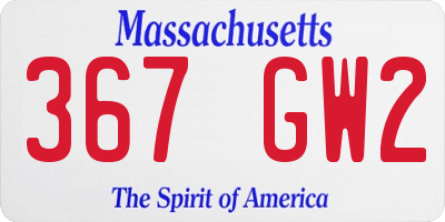 MA license plate 367GW2