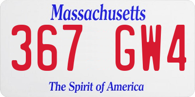 MA license plate 367GW4
